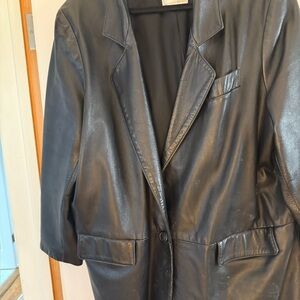 Saks Fifth Avenue Black Leather Blazer